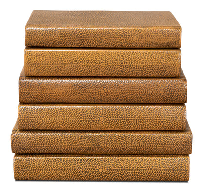 Shagreen Books Set Of 12 Tawny Brown