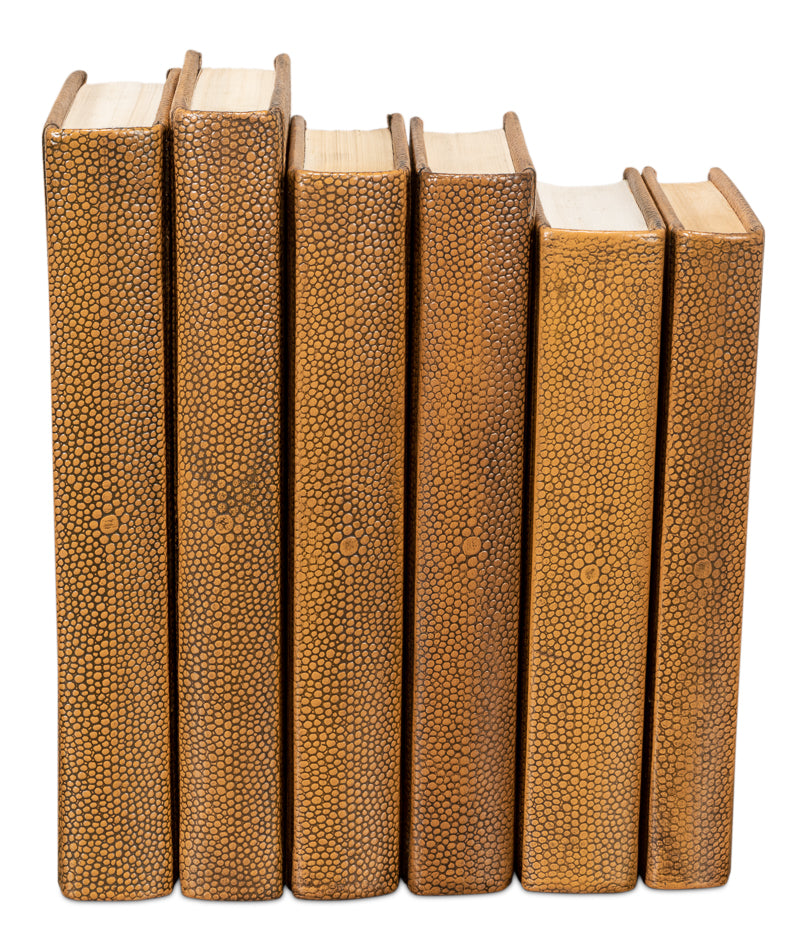 Shagreen Books Set Of 12 Tawny Brown