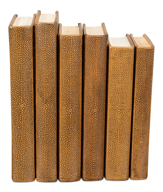 Shagreen Books Set Of 12 Tawny Brown