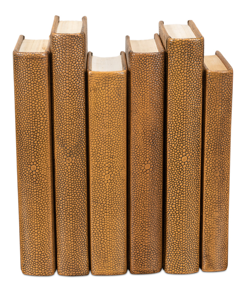 Shagreen Books Set Of 12 Tawny Brown