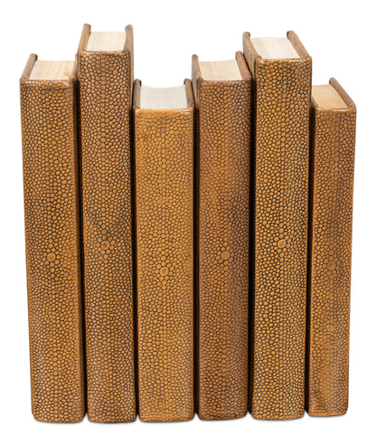 Shagreen Books Set Of 12 Tawny Brown