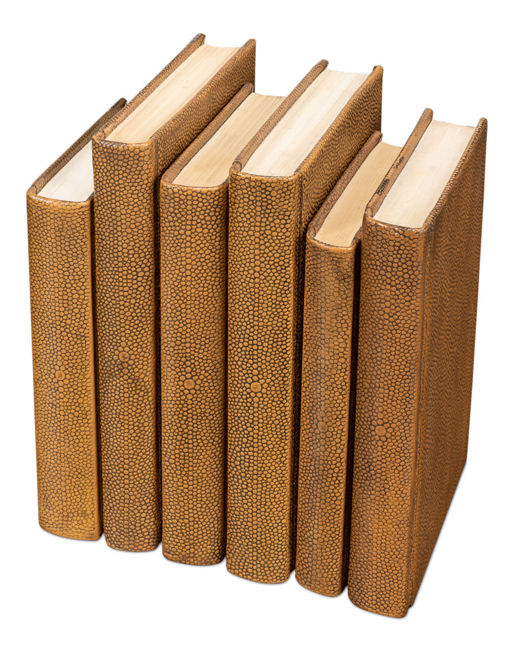 Shagreen Books Set Of 12 Tawny Brown