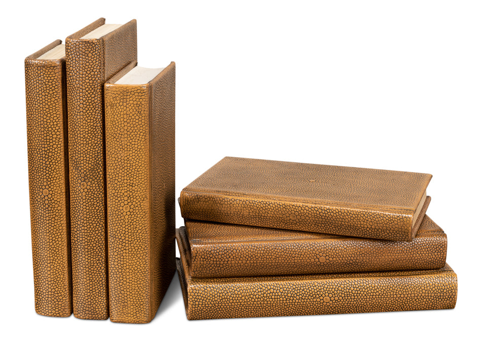 Shagreen Books Set Of 12 Tawny Brown