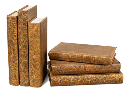 Shagreen Books Set Of 12 Tawny Brown