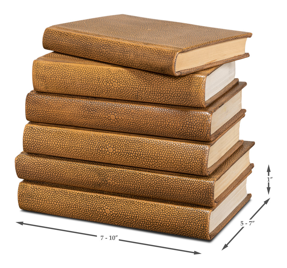 Shagreen Books Set Of 12 Tawny Brown