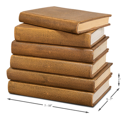 Shagreen Books Set Of 12 Tawny Brown