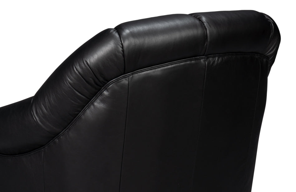 Scoth Swivel Chair In Distilled Lthrblk