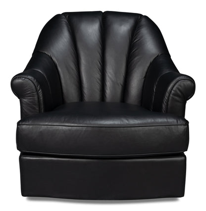 Scoth Swivel Chair In Distilled Lthrblk