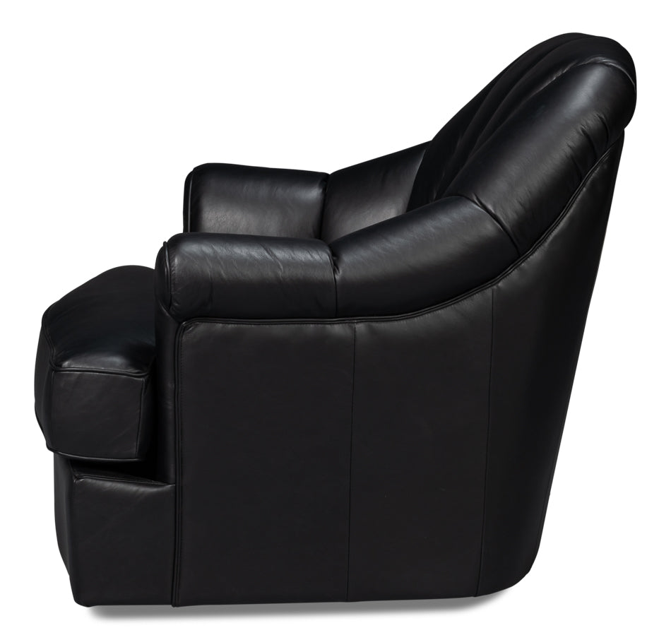 Scoth Swivel Chair In Distilled Lthrblk