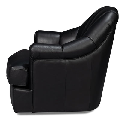 Scoth Swivel Chair In Distilled Lthrblk