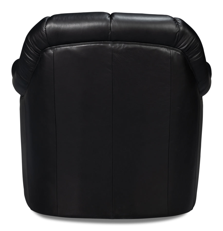 Scoth Swivel Chair In Distilled Lthrblk