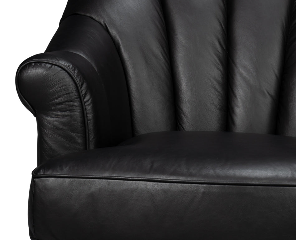 Scoth Swivel Chair In Distilled Lthrblk