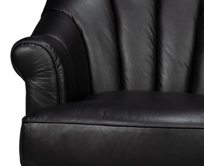 Scoth Swivel Chair In Distilled Lthrblk