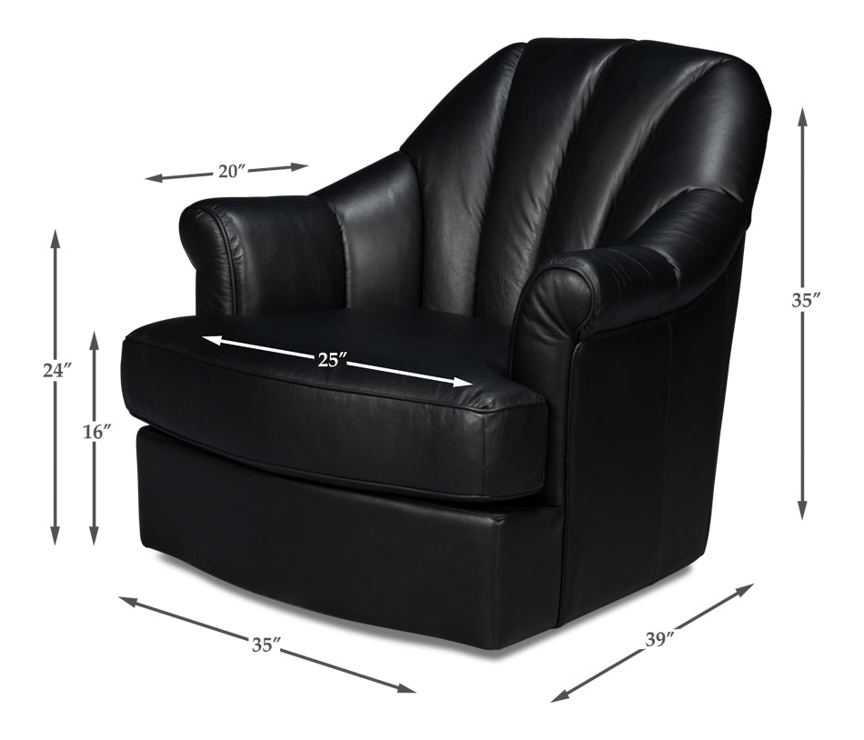 Scoth Swivel Chair In Distilled Lthrblk