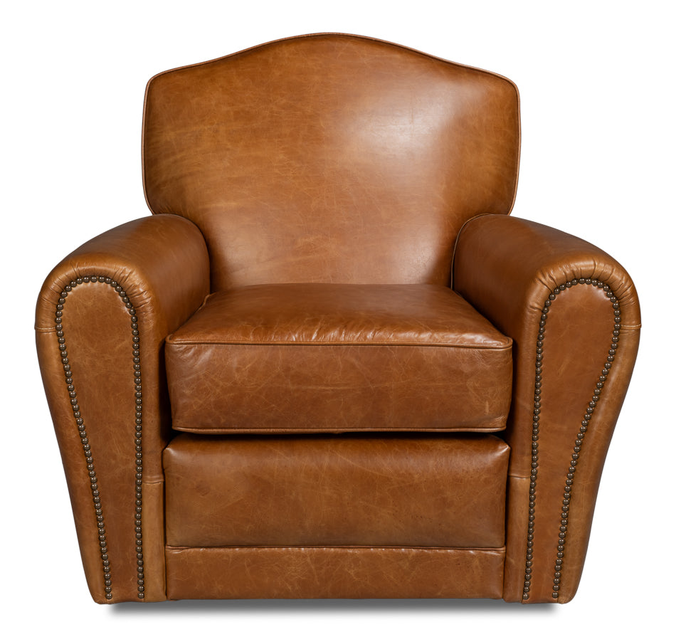 Elite French Club Swivel Chaircuba Brn