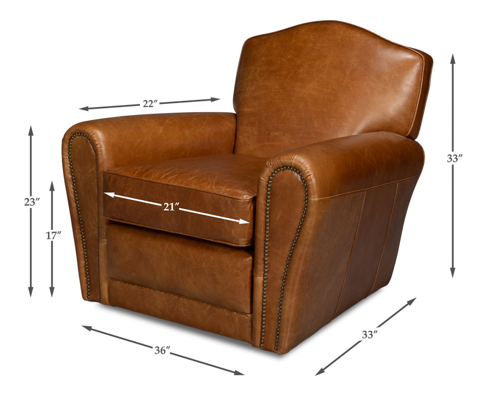 Elite French Club Swivel Chaircuba Brn