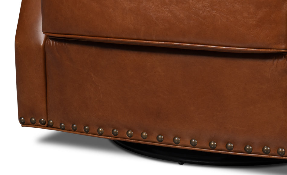 Taft Leather Swivel Chair Havana Brown