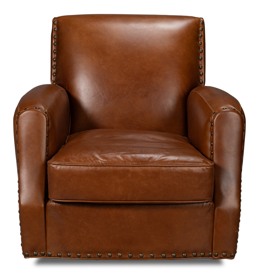 Taft Leather Swivel Chair Havana Brown