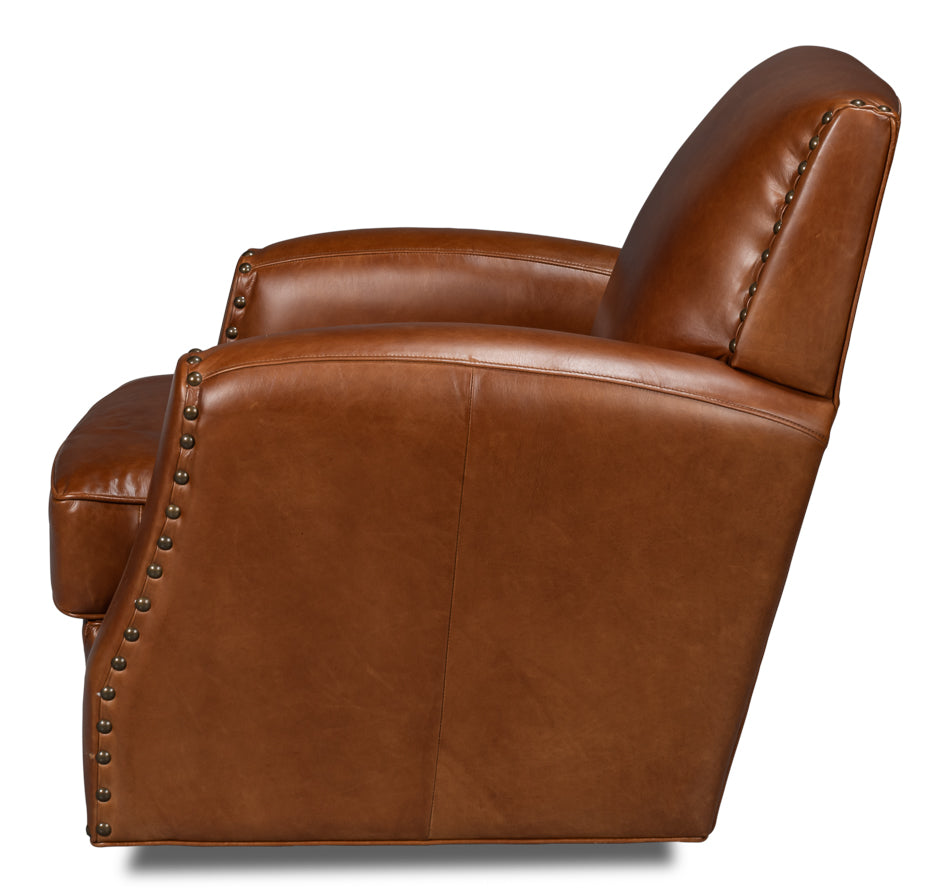 Taft Leather Swivel Chair Havana Brown