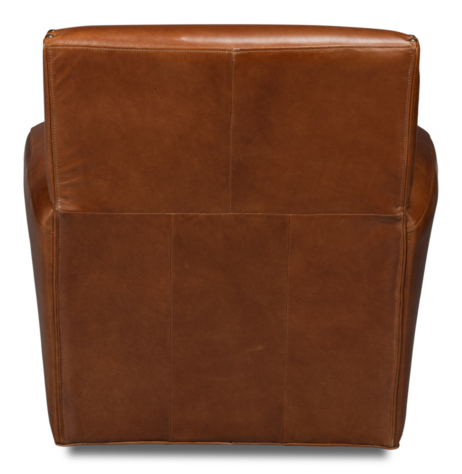 Taft Leather Swivel Chair Havana Brown