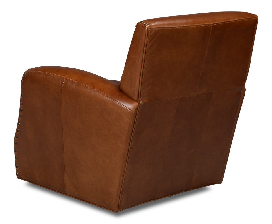 Taft Leather Swivel Chair Havana Brown
