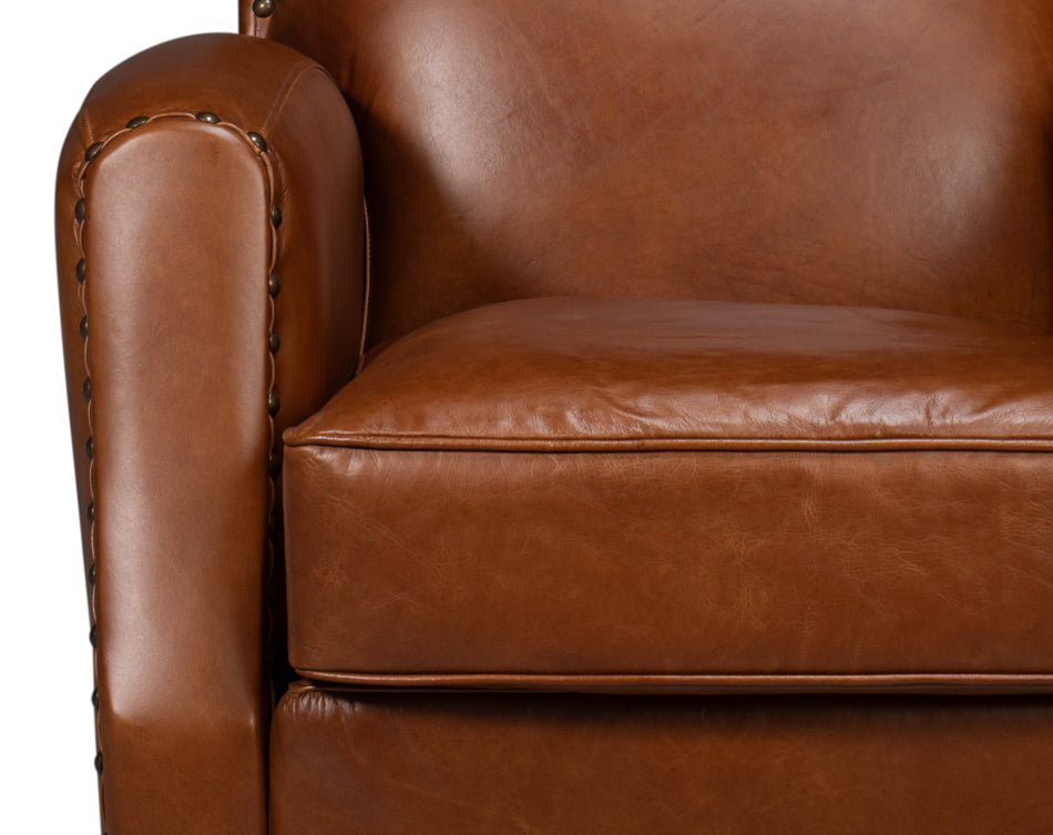 Taft Leather Swivel Chair Havana Brown
