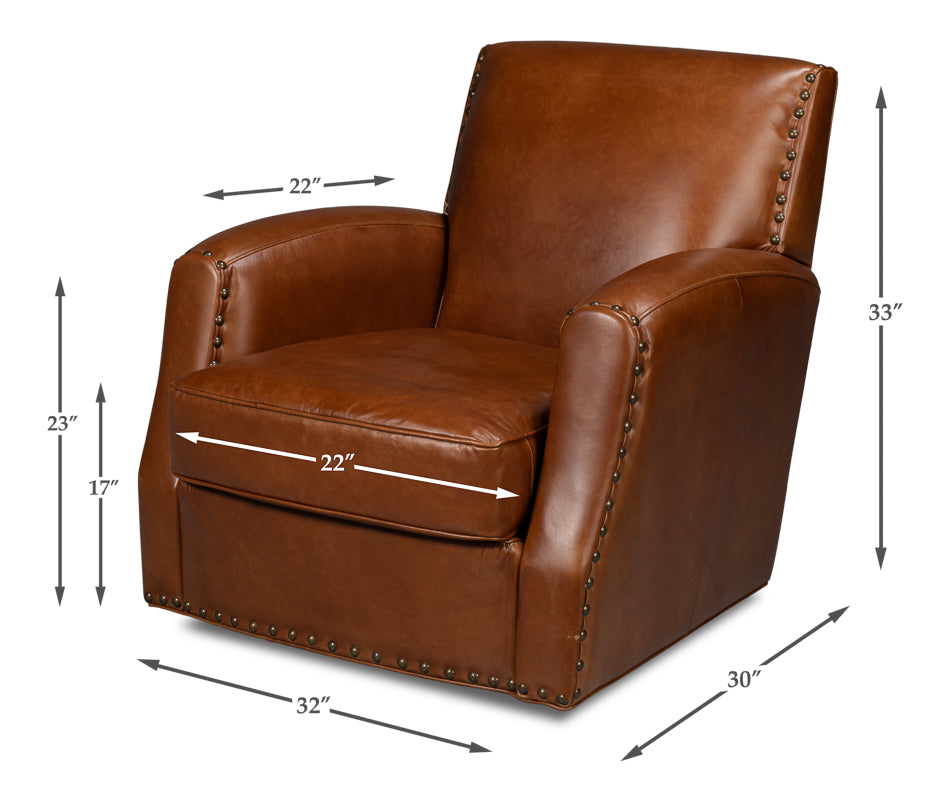 Taft Leather Swivel Chair Havana Brown