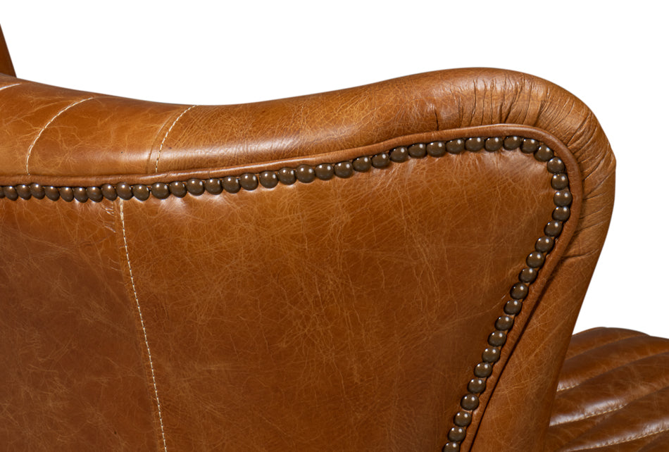 Bugatti Leather Swivel Chair Cuba Brown
