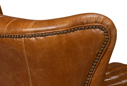 Bugatti Leather Swivel Chair Cuba Brown