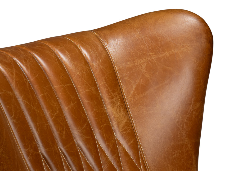 Bugatti Leather Swivel Chair Cuba Brown