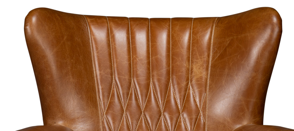 Bugatti Leather Swivel Chair Cuba Brown