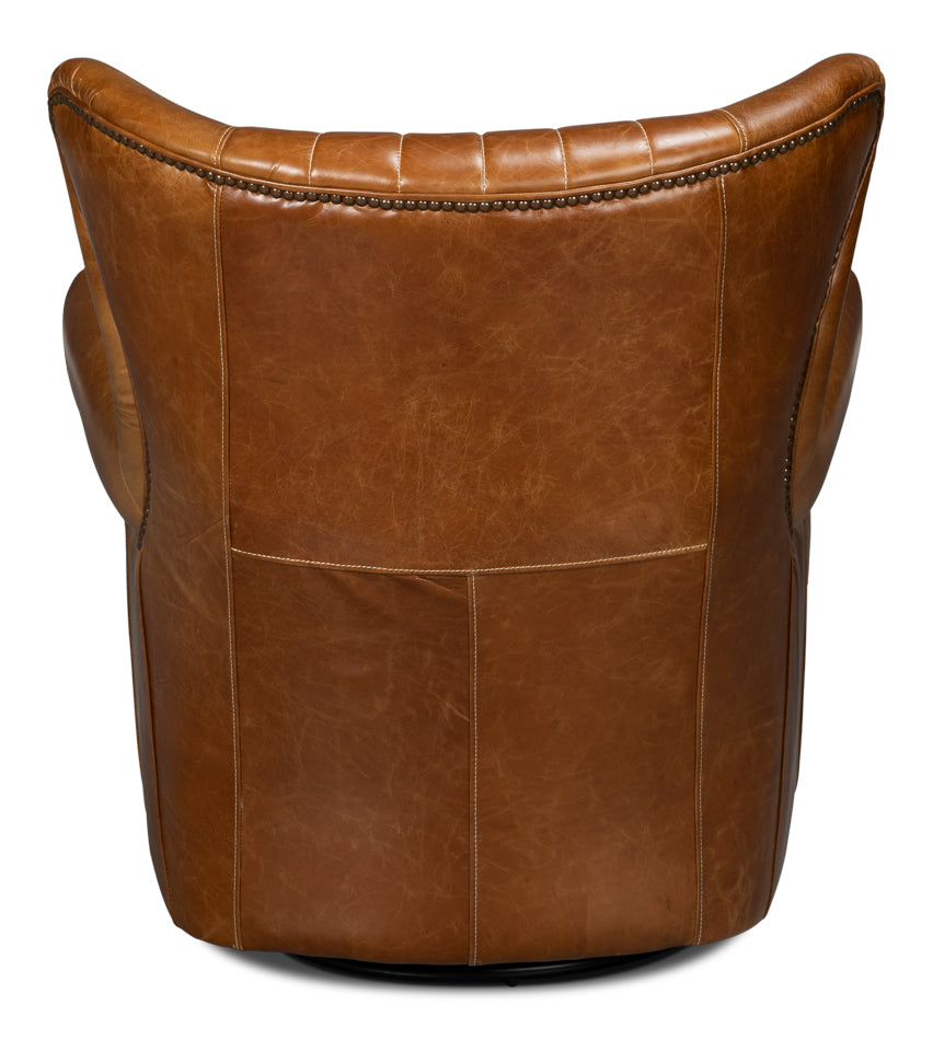 Bugatti Leather Swivel Chair Cuba Brown