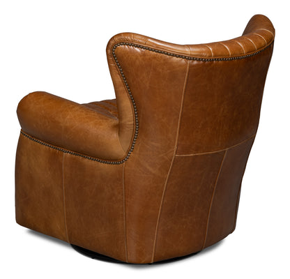 Bugatti Leather Swivel Chair Cuba Brown