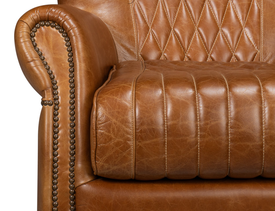 Bugatti Leather Swivel Chair Cuba Brown