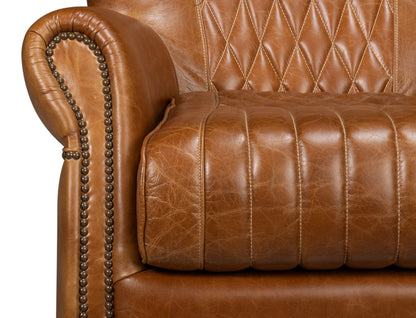 Bugatti Leather Swivel Chair Cuba Brown