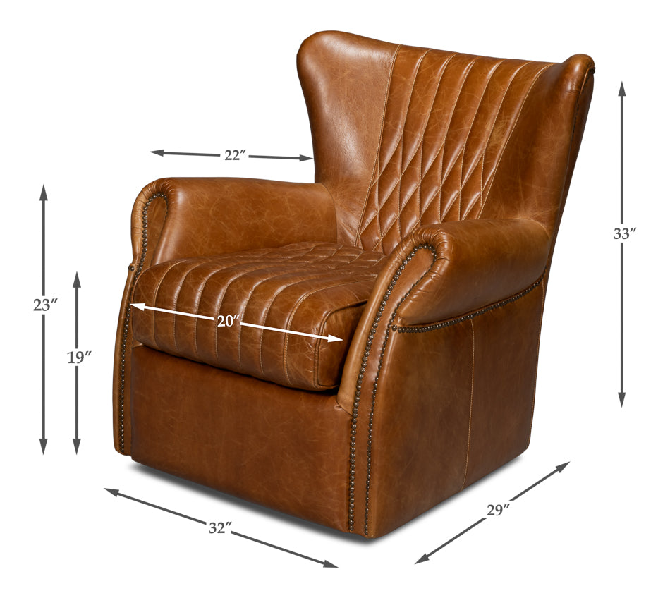 Bugatti Leather Swivel Chair Cuba Brown