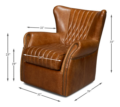 Bugatti Leather Swivel Chair Cuba Brown
