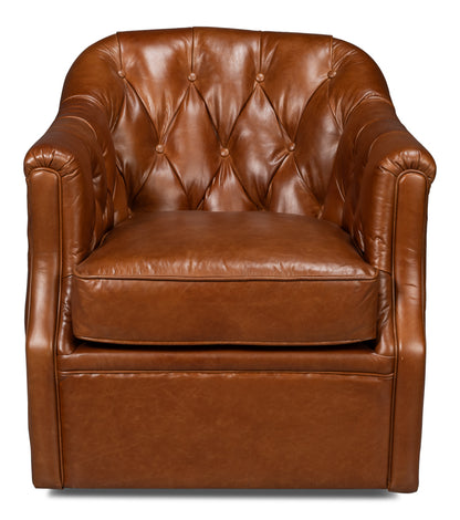Coolidge Leather Swivel Chairhavana Brn