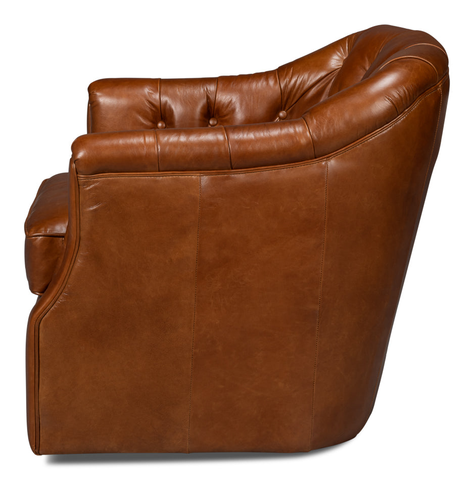 Coolidge Leather Swivel Chairhavana Brn