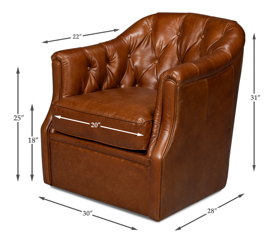 Coolidge Leather Swivel Chairhavana Brn