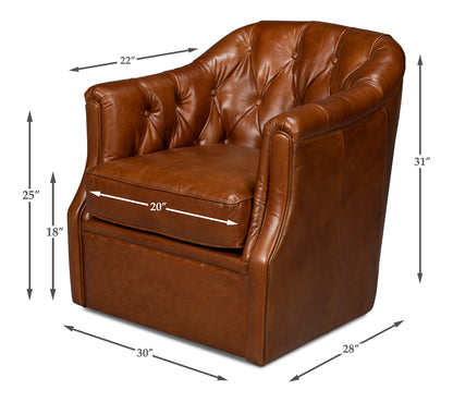 Coolidge Leather Swivel Chairhavana Brn
