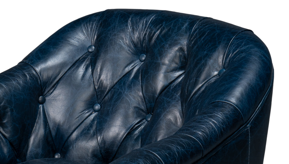 Coolidge Leather Swivel Chair Blue