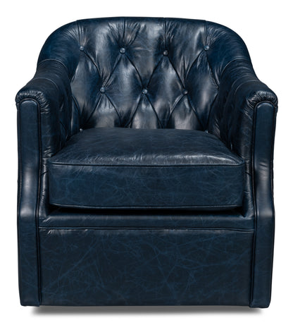 Coolidge Leather Swivel Chair Blue