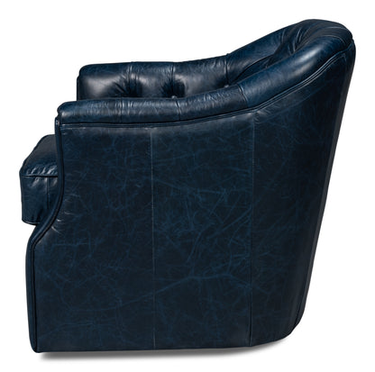 Coolidge Leather Swivel Chair Blue