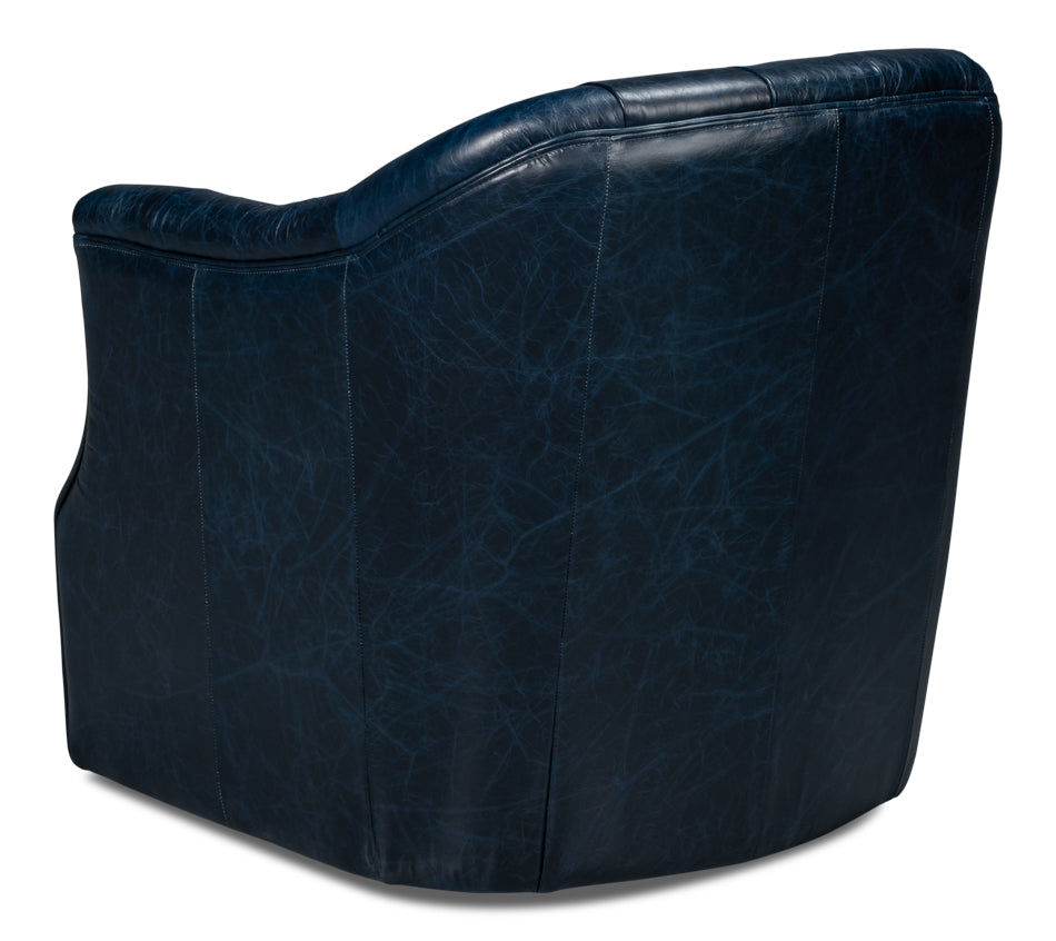 Coolidge Leather Swivel Chair Blue