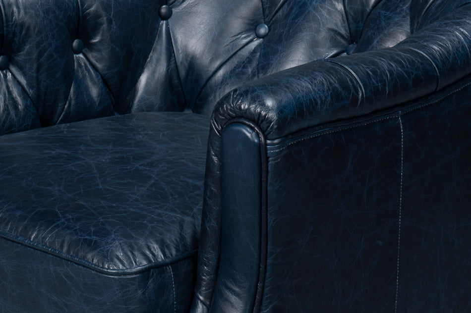 Coolidge Leather Swivel Chair Blue