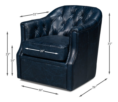 Coolidge Leather Swivel Chair Blue