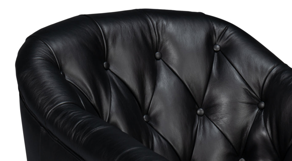 Coolidge Leather Swivel Chair Black