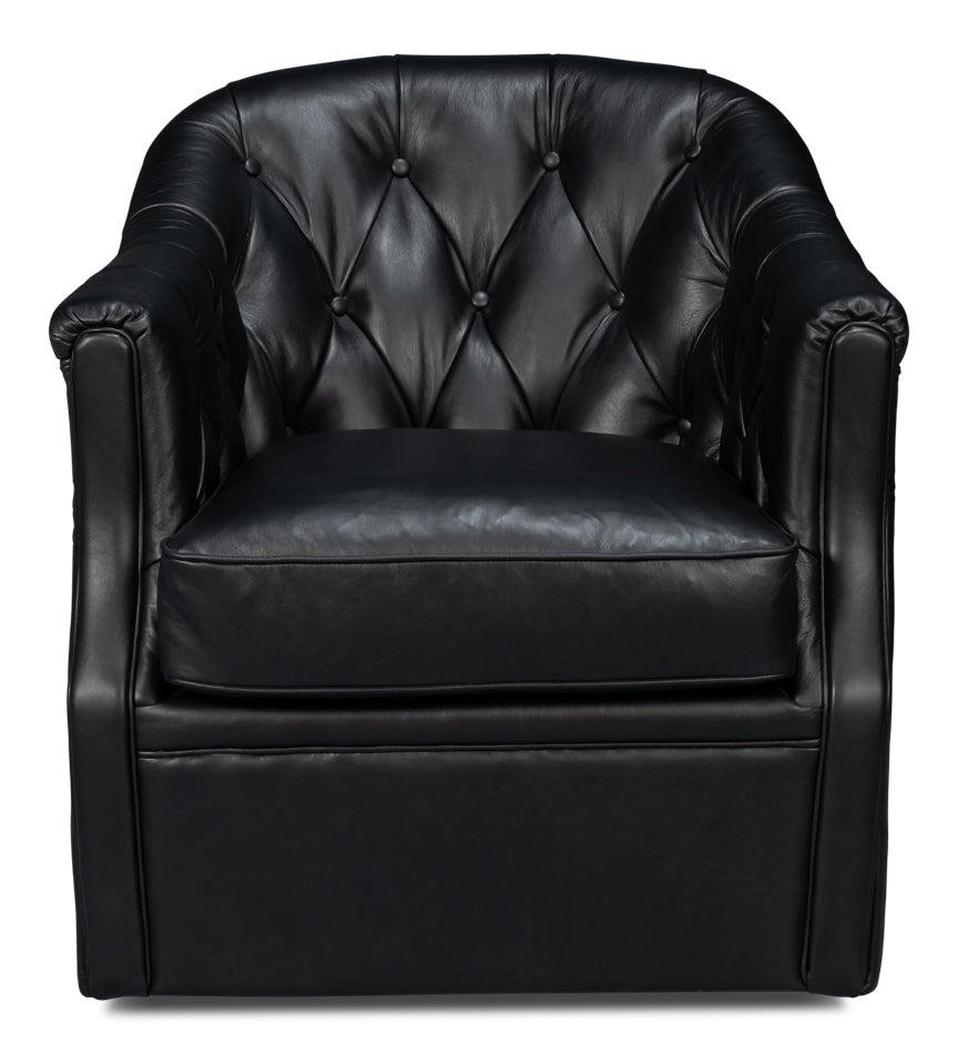 Coolidge Leather Swivel Chair Black