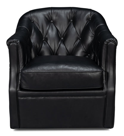 Coolidge Leather Swivel Chair Black